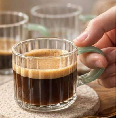 مج قهوة فردي زجاج بيد ملونة